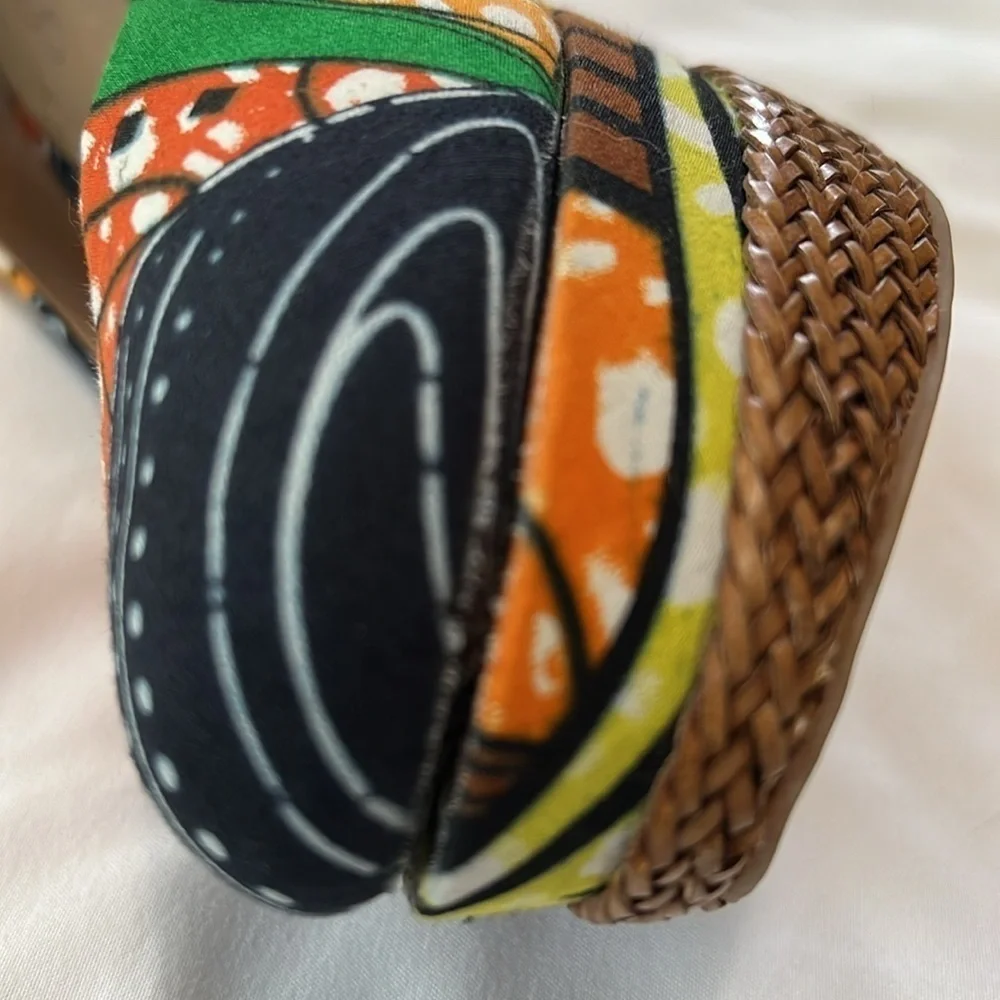 ALDO Multicolor African Ankara Print Canvas Wedges